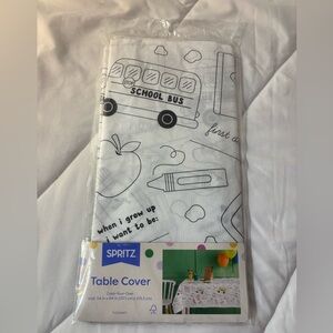 Spritz Color-Your-Own Table Cover with Back to School Design 54X84” 1 count